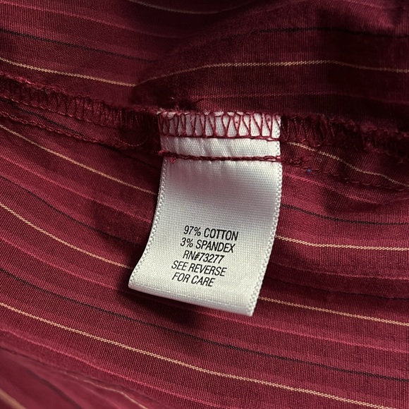 Croft & Barrow Woman Stretch 2X Cranberry Color Striped Blouse - Picture 3 of 11